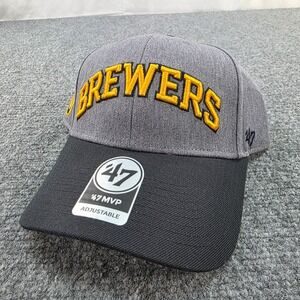 Milwaukee Brewers 47 MVP Adjustable Baseball Cap Gray Black Baseball Hat OSFM